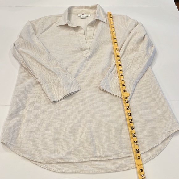 Vineyard Vines striped cream and white linen blend tunic women’s size Medium - Picture 10 of 11